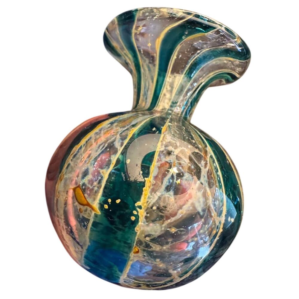 MDINA glass bud posy vase signed made in Malta